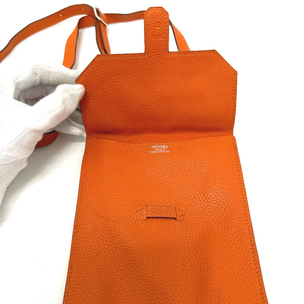 HERMES Shoulder Bag Togo Orange Crossbody bag Amery Women Used
