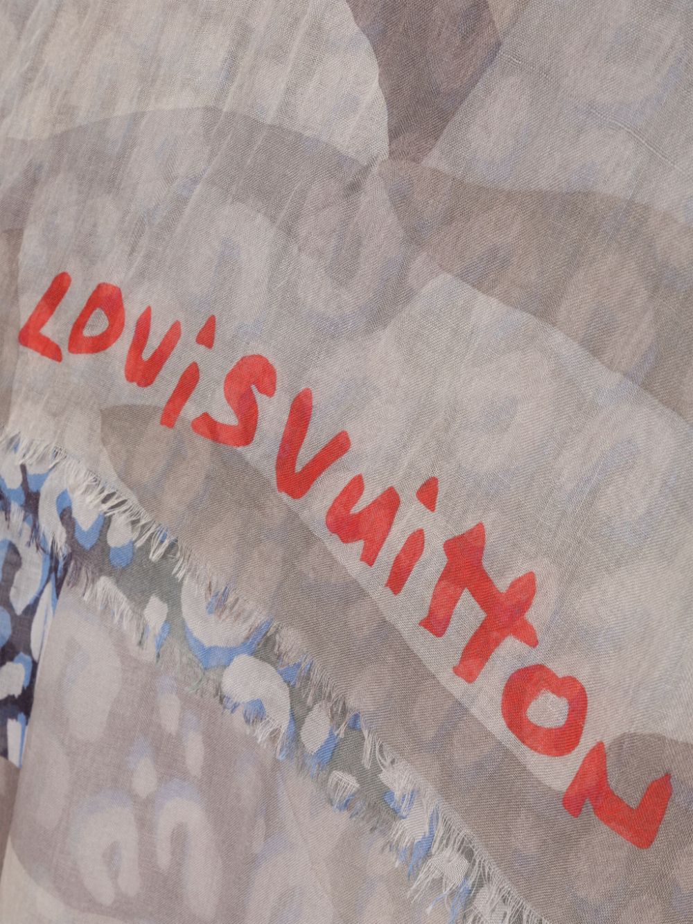 LOUIS VUITTON Cheetah Print Scarf Grey/Navy