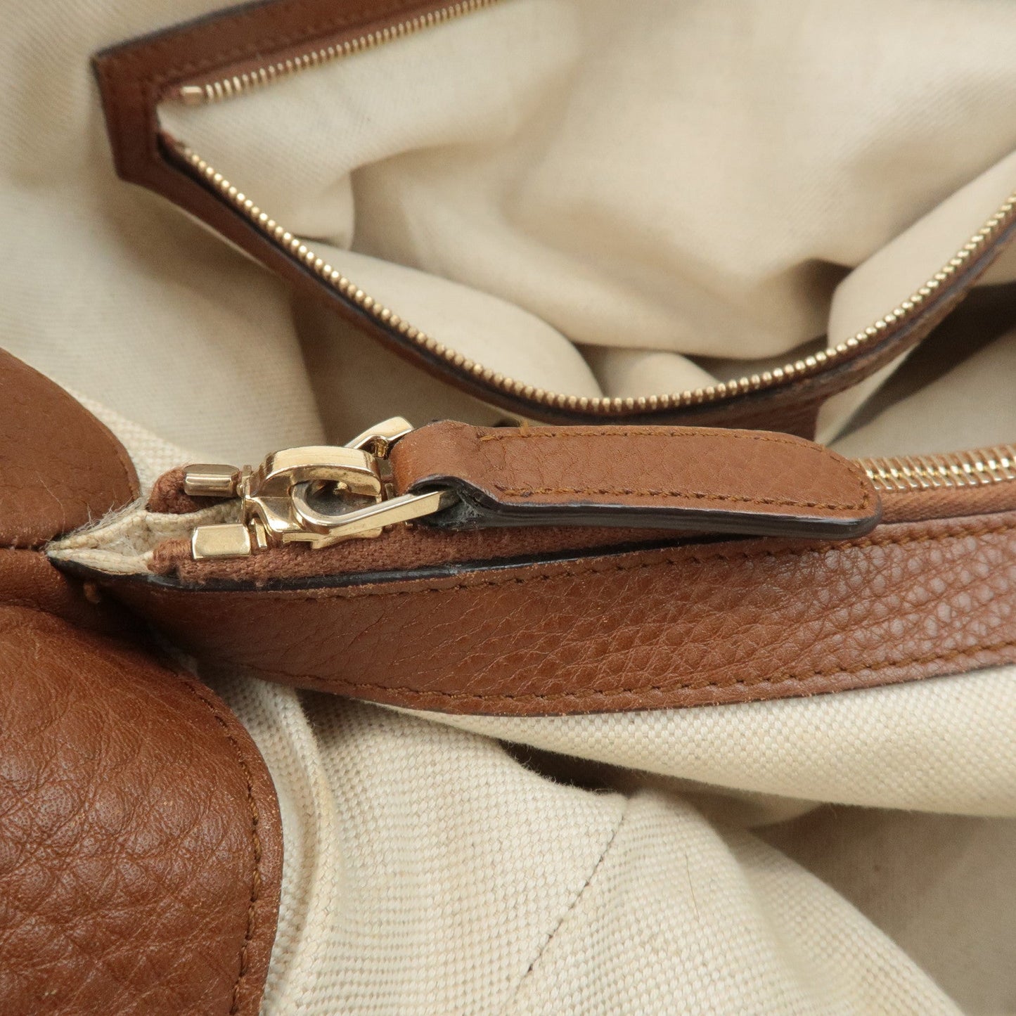 GUCCI Bamboo GG Canvas Leather Tote Bag Beige Brown 269954