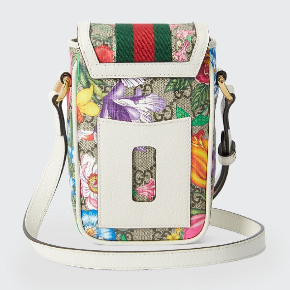 Gucci Ophidia Flora GG Crossbody Shoulder Bag in White