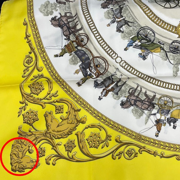 HERMES scarf silk yellow SPRINGS scarf Carre90 Women Used