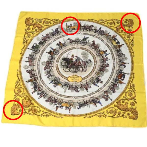 HERMES scarf silk yellow SPRINGS scarf Carre90 Women Used