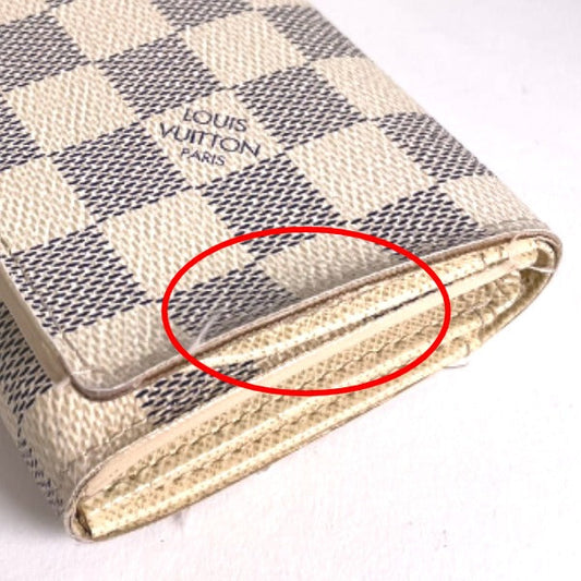 LOUIS VUITTON Bifold Wallet N61744 Damier Azur canvas, leather white Tresol