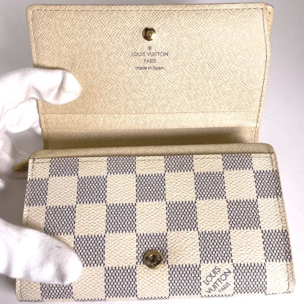 LOUIS VUITTON Bifold Wallet N61744 Damier Azur canvas, leather white Tresol