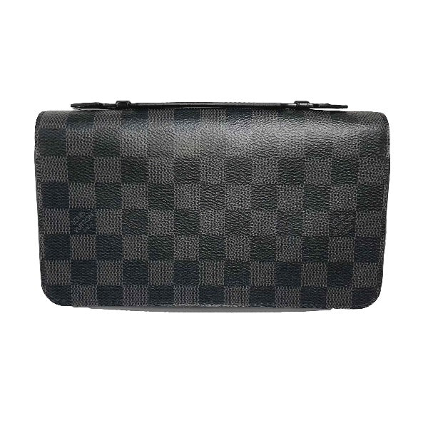 LOUIS VUITTON business bag N41503 Damier Grafitto Canvas Graphite Long Wallet Purse Damier Grafitte Zippy XL mens Used