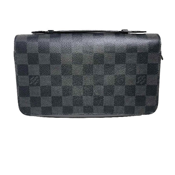LOUIS VUITTON business bag N41503 Damier Grafitto Canvas Graphite Long Wallet Purse Damier Grafitte Zippy XL mens Used