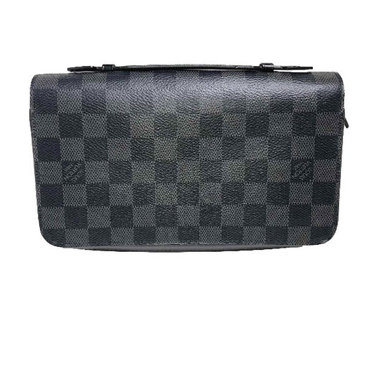 LOUIS VUITTON business bag N41503 Damier Grafitto Canvas Graphite Long Wallet Purse Damier Grafitte Zippy XL mens Used