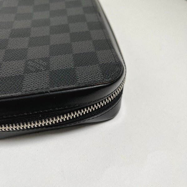 LOUIS VUITTON business bag N41503 Damier Grafitto Canvas Graphite Long Wallet Purse Damier Grafitte Zippy XL mens Used