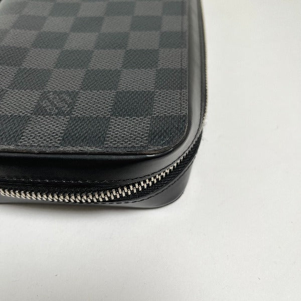 LOUIS VUITTON business bag N41503 Damier Grafitto Canvas Graphite Long Wallet Purse Damier Grafitte Zippy XL mens Used