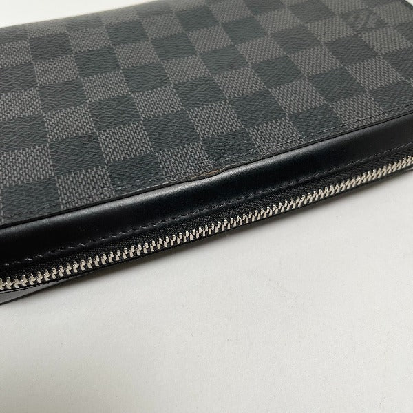 LOUIS VUITTON business bag N41503 Damier Grafitto Canvas Graphite Long Wallet Purse Damier Grafitte Zippy XL mens Used