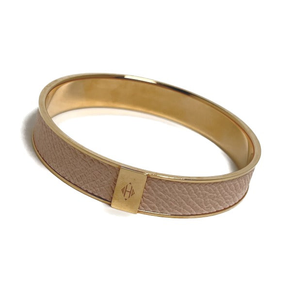 HERMES Bangle leather Pink x Gold bracelet leather Gold Plated Women Used