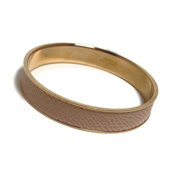 HERMES Bangle leather Pink x Gold bracelet leather Gold Plated Women Used