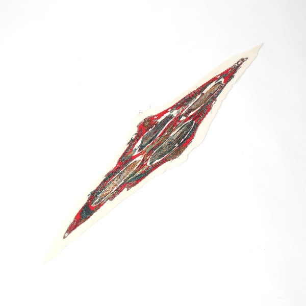HERMES scarf silk Red x white Pleated scarf PleatedCarre Fish pattern Women Used