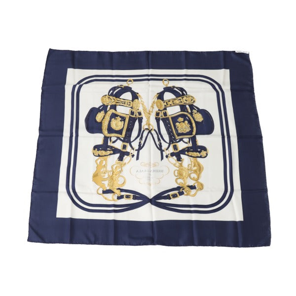 HERMES scarf silk blue Carre90 BRIDES de GALA Women Used
