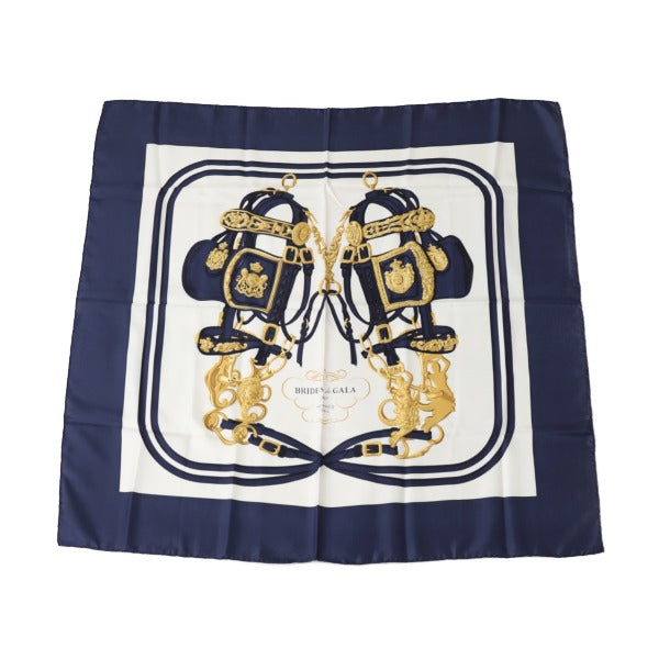 HERMES scarf silk blue Carre90 BRIDES de GALA Women Used