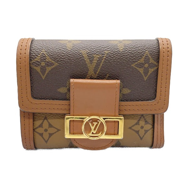 LOUIS VUITTON Coin case M68725 PVC, leather Brown camel Portefeuille Dauphine Monogram reverse compact Women Used