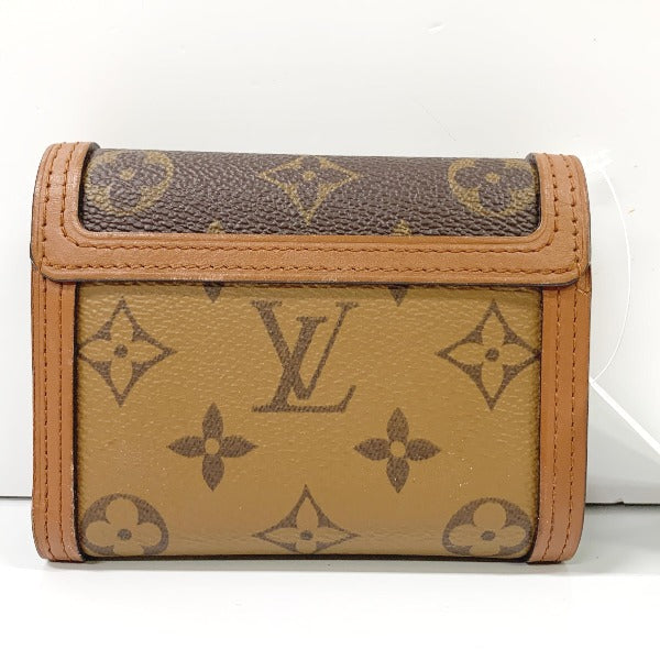 LOUIS VUITTON Coin case M68725 PVC, leather Brown camel Portefeuille Dauphine Monogram reverse compact Women Used