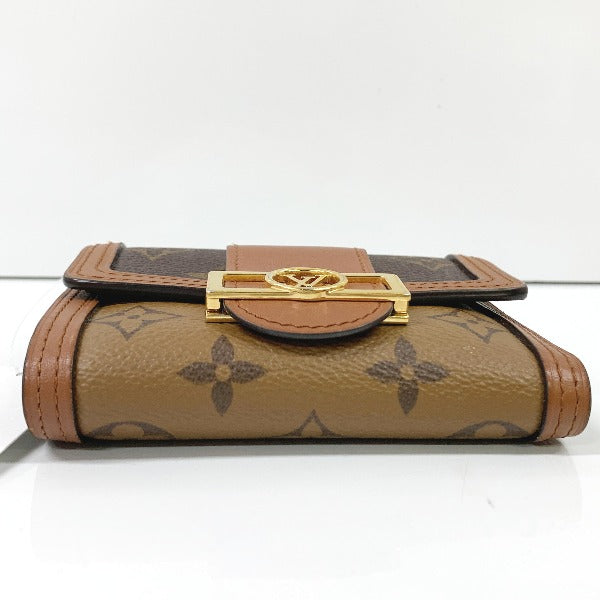 LOUIS VUITTON Coin case M68725 PVC, leather Brown camel Portefeuille Dauphine Monogram reverse compact Women Used