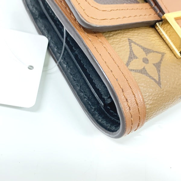 LOUIS VUITTON Coin case M68725 PVC, leather Brown camel Portefeuille Dauphine Monogram reverse compact Women Used