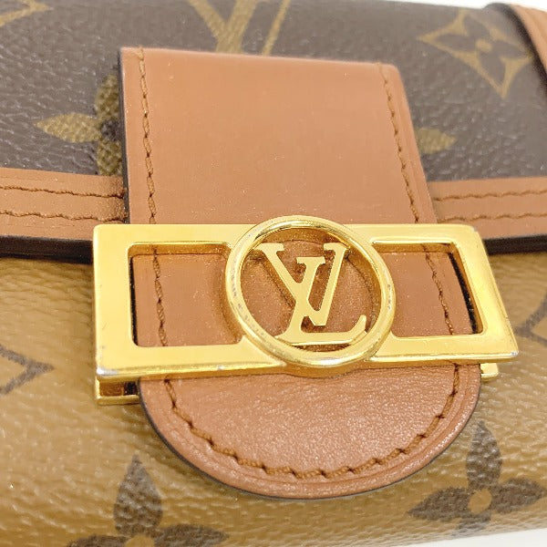 LOUIS VUITTON Coin case M68725 PVC, leather Brown camel Portefeuille Dauphine Monogram reverse compact Women Used