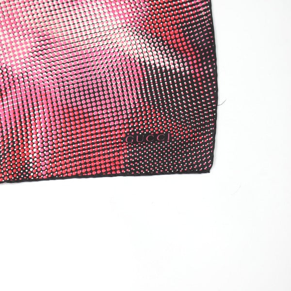 GUCCI scarf silk Pink x Black 100% silk scarf Dot Women Used