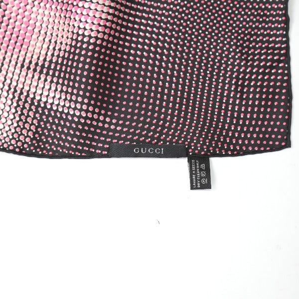 GUCCI scarf silk Pink x Black 100% silk scarf Dot Women Used