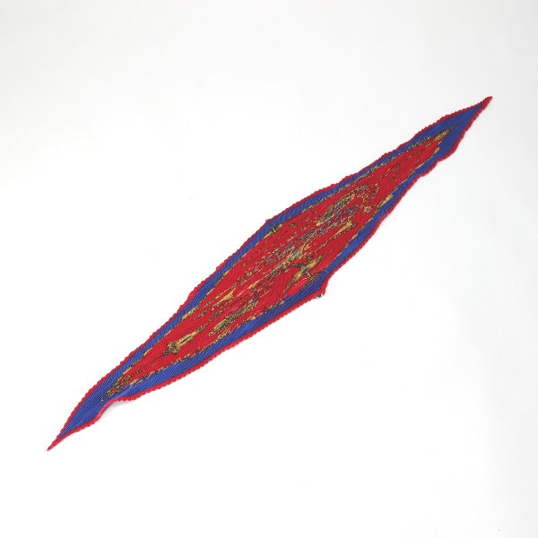 HERMES scarf silk Blue x red Pleated scarf PleatedCarre Jewelry pattern Women Used