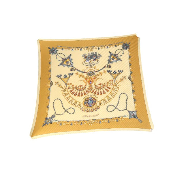 HERMES scarf silk yellow Pleated scarf PleatedCarre Jewelry pattern Women Used
