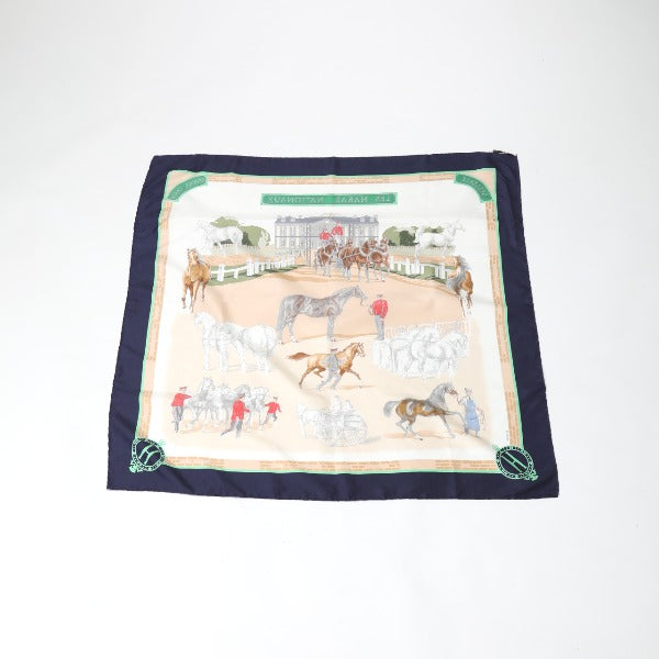 HERMES scarf silk Navy LES HARAS NATIONAUX Carre90 Carre90 Women Used
