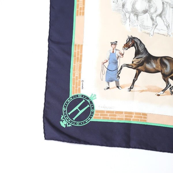 HERMES scarf silk Navy LES HARAS NATIONAUX Carre90 Carre90 Women Used