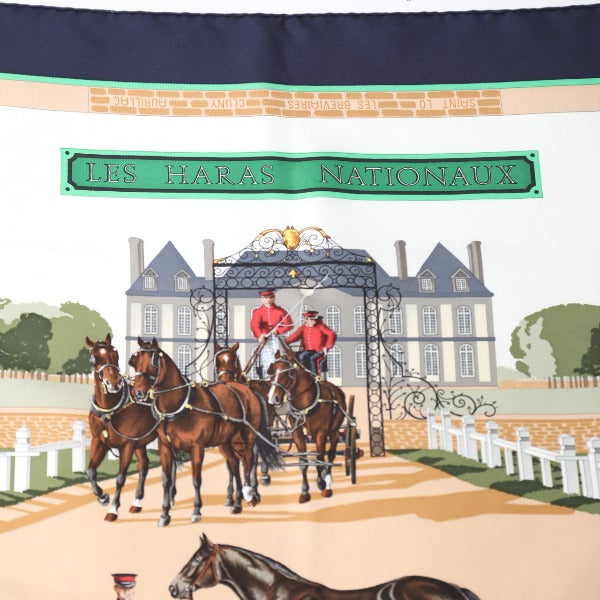 HERMES scarf silk Navy LES HARAS NATIONAUX Carre90 Carre90 Women Used