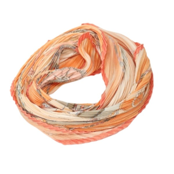HERMES scarf silk Orange 100% silk PleatedCarre Women Used