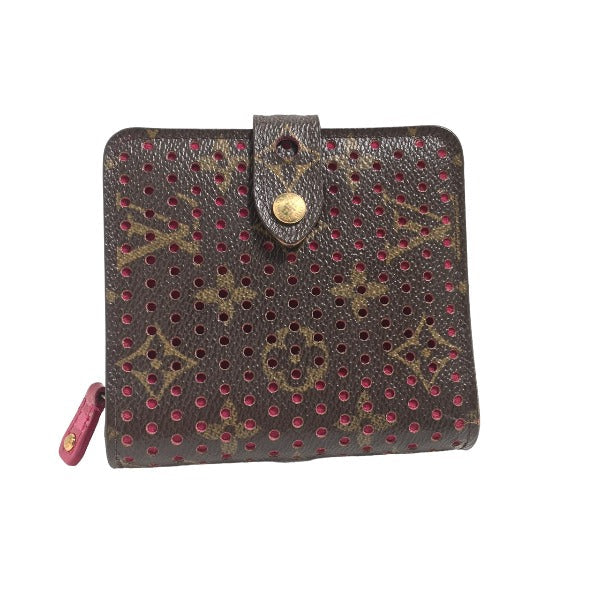 LOUIS VUITTON Bifold Wallet M95188 Monogram Perfo Fuchsia Zip Around Monogram Perfo Two fold wallet Women Used