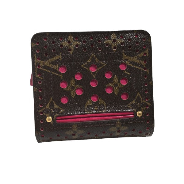LOUIS VUITTON Bifold Wallet M95188 Monogram Perfo Fuchsia Zip Around Monogram Perfo Two fold wallet Women Used