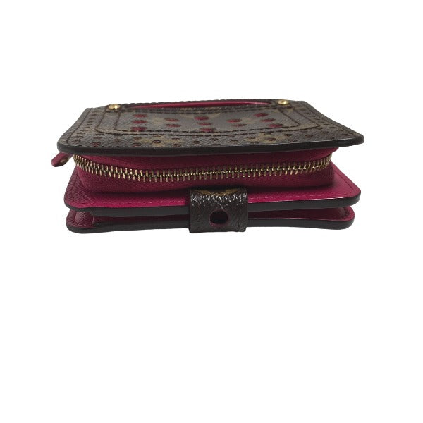 LOUIS VUITTON Bifold Wallet M95188 Monogram Perfo Fuchsia Zip Around Monogram Perfo Two fold wallet Women Used