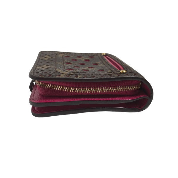 LOUIS VUITTON Bifold Wallet M95188 Monogram Perfo Fuchsia Zip Around Monogram Perfo Two fold wallet Women Used