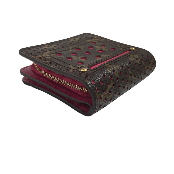 LOUIS VUITTON Bifold Wallet M95188 Monogram Perfo Fuchsia Zip Around Monogram Perfo Two fold wallet Women Used