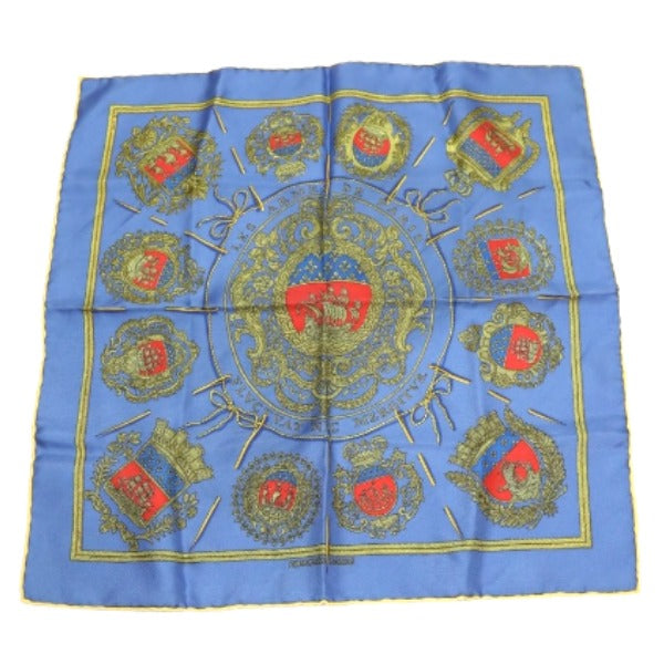 HERMES handkerchief silk blue Handkerchief Carre45 100% silk Women Used
