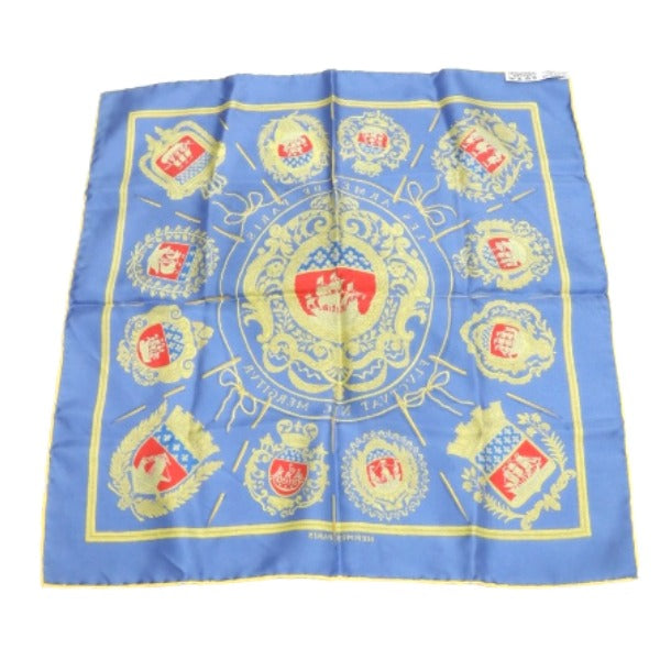 HERMES handkerchief silk blue Handkerchief Carre45 100% silk Women Used