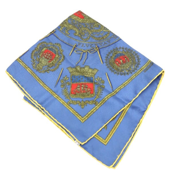 HERMES handkerchief silk blue Handkerchief Carre45 100% silk Women Used