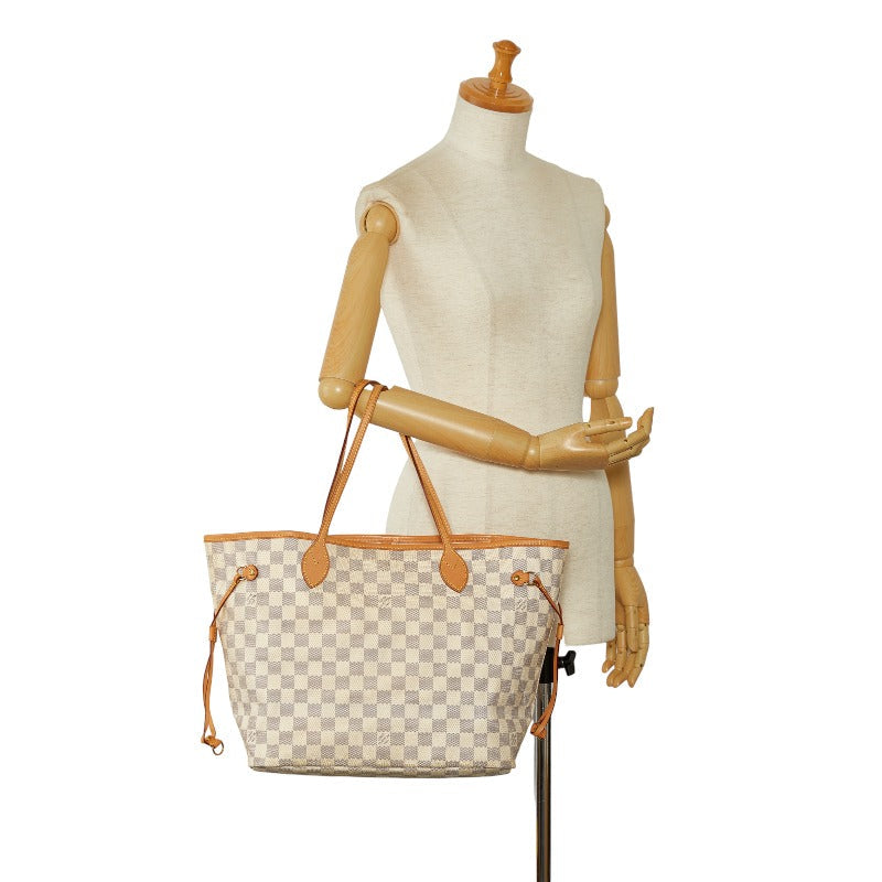 Louis Vuitton Damier Azur Neverfull MM Tote Bag N41361 White