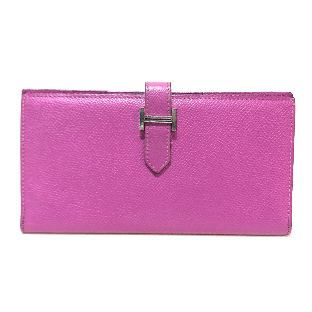 HERMES Long Wallet Purse Epsom SilverMetal Bean unisex(Unisex) Used