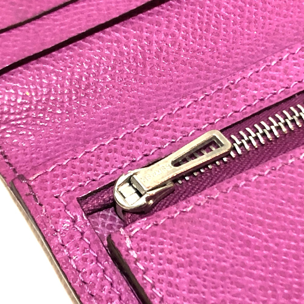HERMES Long Wallet Purse Epsom SilverMetal Bean unisex(Unisex) Used