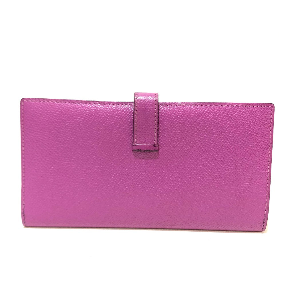 HERMES Long Wallet Purse Epsom SilverMetal Bean unisex(Unisex) Used