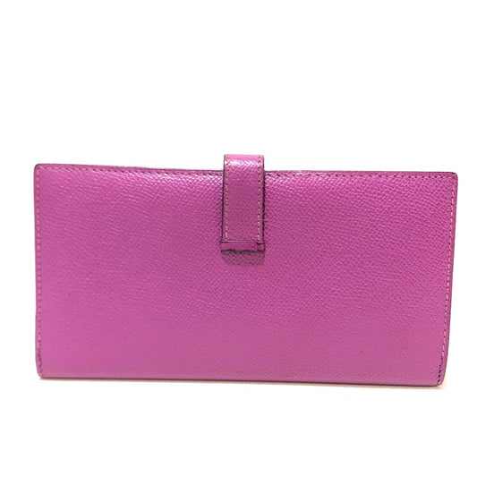HERMES Long Wallet Purse Epsom SilverMetal Bean unisex(Unisex) Used
