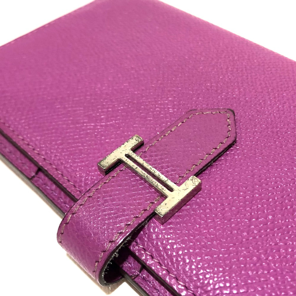 HERMES Long Wallet Purse Epsom SilverMetal Bean unisex(Unisex) Used