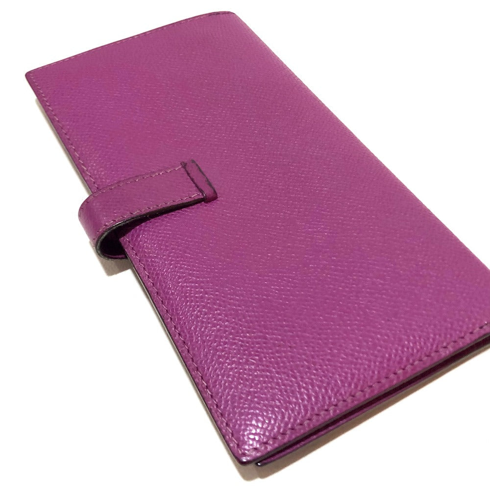 HERMES Long Wallet Purse Epsom SilverMetal Bean unisex(Unisex) Used