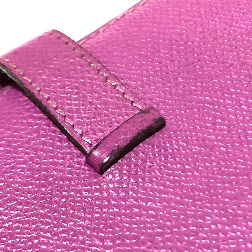 HERMES Long Wallet Purse Epsom SilverMetal Bean unisex(Unisex) Used
