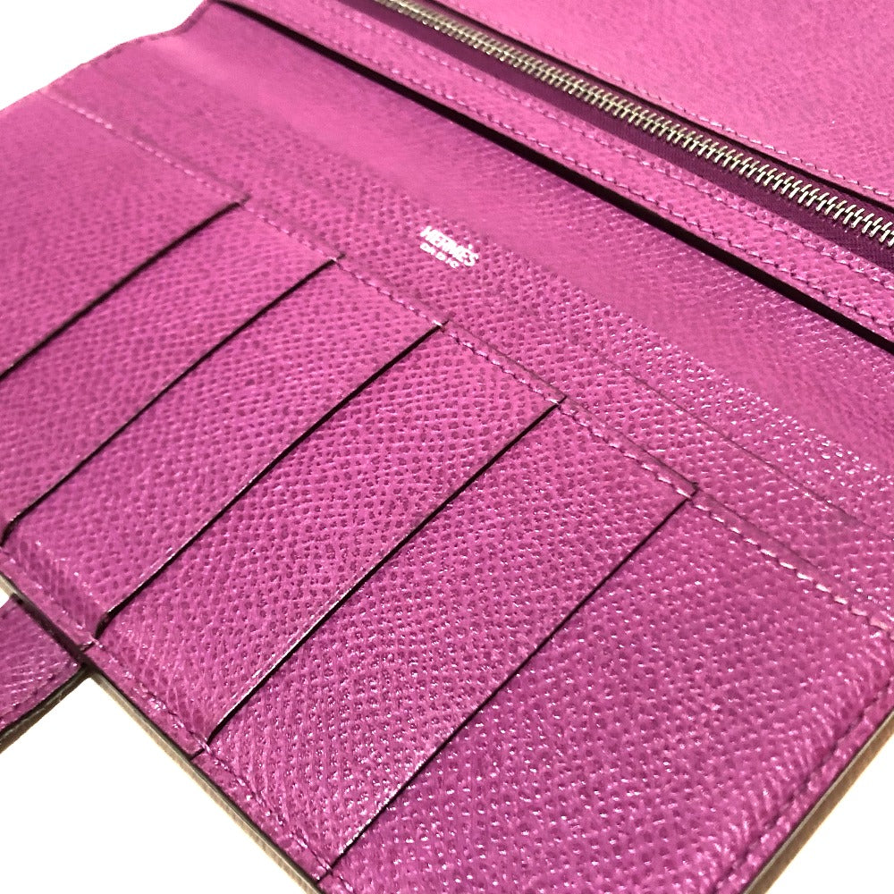 HERMES Long Wallet Purse Epsom SilverMetal Bean unisex(Unisex) Used