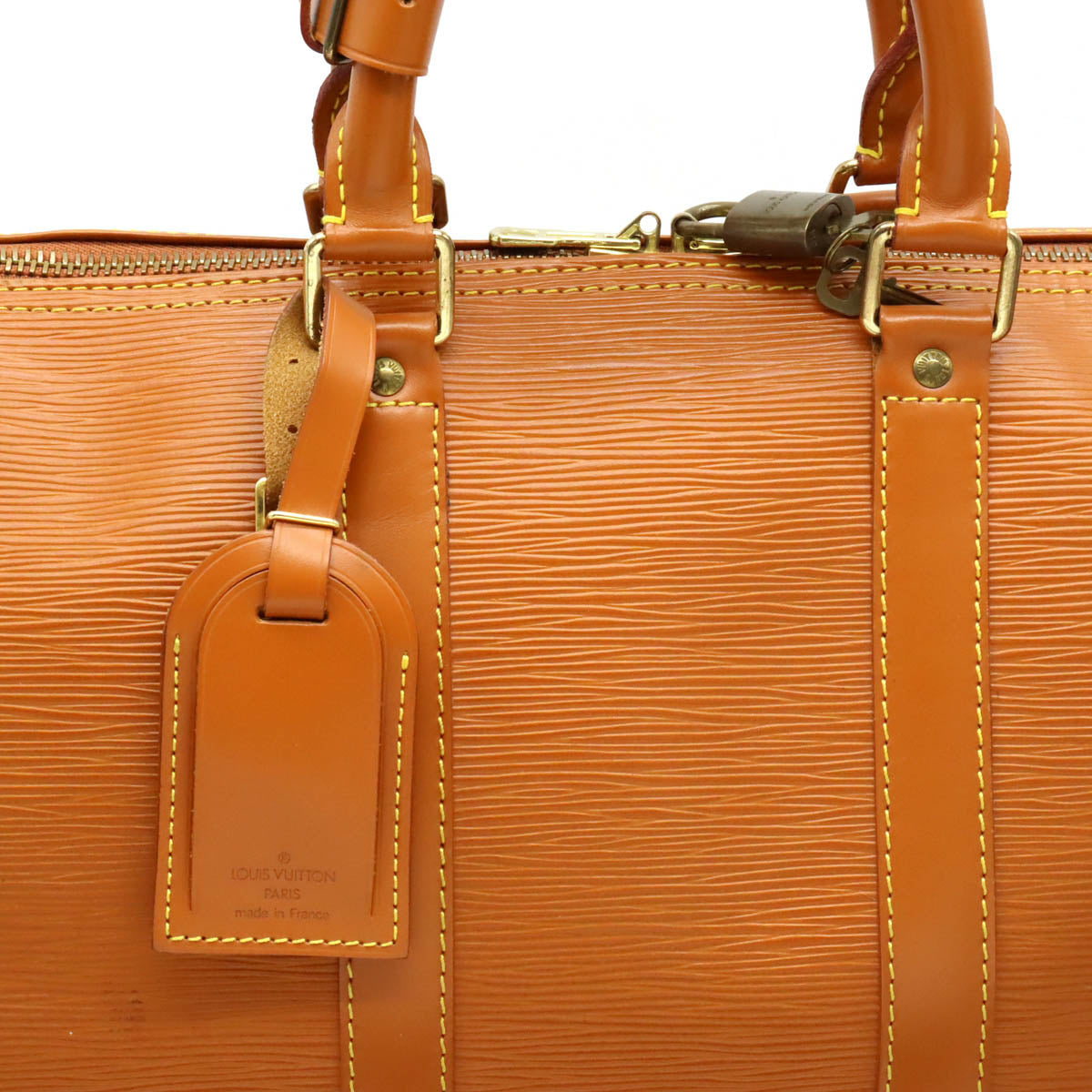 Louis Vuitton Epi Keepall 45 Travel Bag Zipang Gold M42978